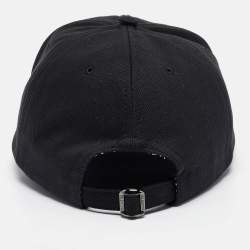 Pre Owned Valentino Black V-Logo Embroidered Cotton Baseball Cap Size 59