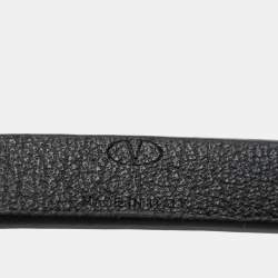 Valentino Black Leather VLTN Double Wrap Bracelet