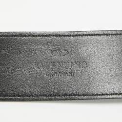 Valentino Black Patent Leather Logo Square Buckle Belt 90CM