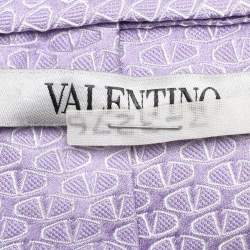 Valentino Purple Logo Patterned Silk Tie