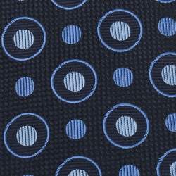 Gianfranco Valentino Vintage Navy Blue Patterned Silk Jacquard Traditional Tie