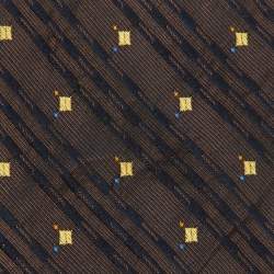 Valentino Vintage Brown Diagonal Stripe Pattern Silk Tie
