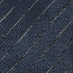Valentino Vintage Navy Blue Diagonal Striped Silk Tie
