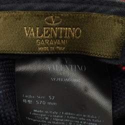 Valentino Navy Blue Camouflage Print Synthetic Baseball Hat Size 57