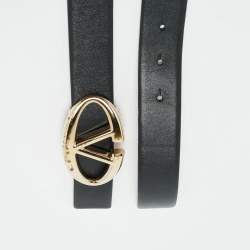 Valentino Black/Beige Leather VLogo Reversible Belt 95CM