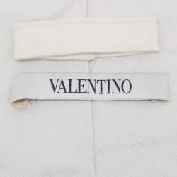 Pre Owned Valentino Ivory Diagonal Striped Silk Tie