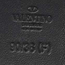 Pre Owned Valentino Black Leather VLogo Buckle Belt 90CM