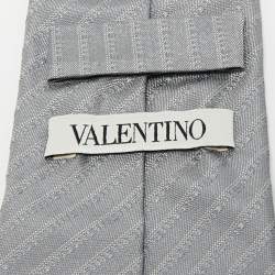 مملوكة مسبقًا Valentino Grey Striped Silk Tie