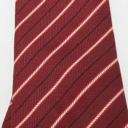 Pre Owned Valentino Red Diagonal striped Silk Tie