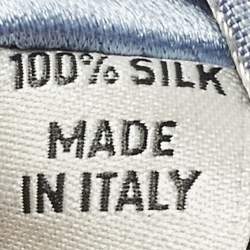 Pre Owned ربطة عنق فالنتينو نمط خطوط هندسية مائلة حرير أزرق