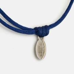 Pre Owned Valentino Vlogo Silver Tone Cord Bracelet 