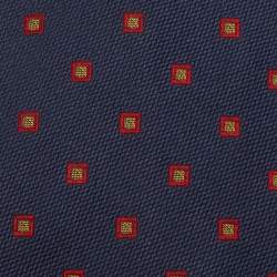 Pre Owned Valentino Navy Blue Geometric Jacquard Silk Traditional Tie