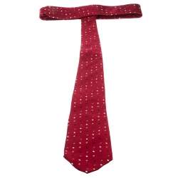 Pre Owned ربطة عنق فالنتينو حرير جاكار أحمر مطرزة