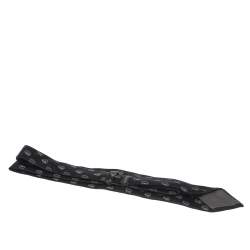 Pre Owned Valentino Black Floral Silk Jacquard Traditional Tie 
