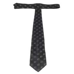 Pre Owned Valentino Black Floral Silk Jacquard Traditional Tie 