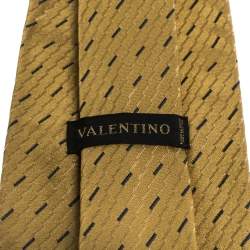 Valentino Mustard Yellow Diagonal Pattern Traditional Silk Tie