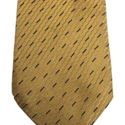 Valentino Mustard Yellow Diagonal Pattern Traditional Silk Tie