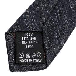 مملوكة مسبقًا Valentino Vintage Navy Blue Abstract Diagonal Pattern Silk Tie