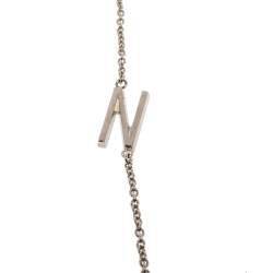 Pre Owned Valentino Silver Tone VLTN Charm Necklace