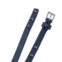 Valentino Rockstud Navy Blue Leather Multi Wrap Bracelet