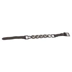 Valentino Gunmetal Tone Chain Rockstud Leather Wrap Bracelet