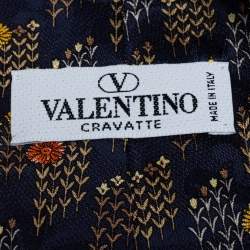 مملوكة مسبقًا ربطة عنق فالنتينو حرير جاكار زهور أزرق ميدنايت