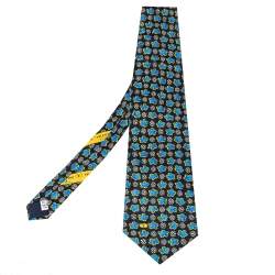 Pre Owned ربطة عنق فالنتينو حرير جاكار طباعة زهور أسود