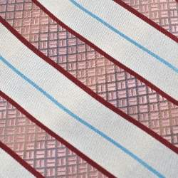 Valentino White & Pink Diagonal Textured Stripe Silk Tie