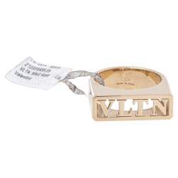 Pre Owned Valentino Gold Tone VLTN Logo Ring Size 65
