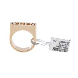 Pre Owned Valentino Gold Tone VLTN Logo Ring Size 65