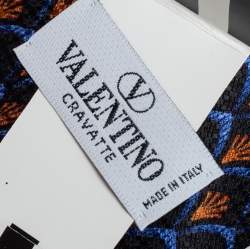 Pre Owned Valentino Black Printed Traditional Silk Tie