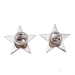 Valentino Black Enamel Rockstud Star Pin Brooch Set of 2