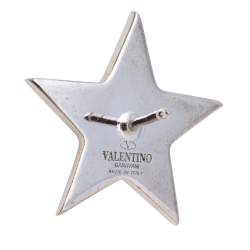 Valentino Black Enamel Rockstud Star Pin Brooch Set of 2