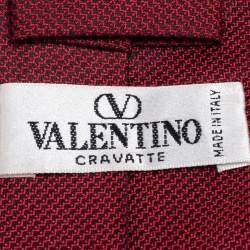 Pre Owned ربطة عنق فالنتينو حرير جاكار أحمر داكن