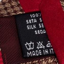 Pre Owned Valentino Red & Gold Stripe Silk Tie