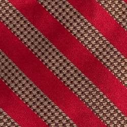 Pre Owned Valentino Red & Gold Stripe Silk Tie