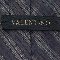 Valentino Brown Striped Silk Tie