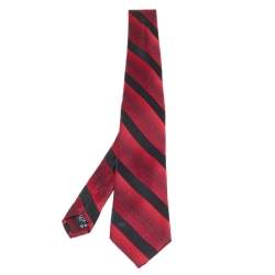 Pre Owned Valentino Red Striped Silk Tie