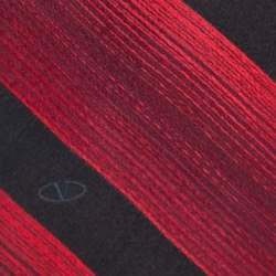 Pre Owned Valentino Red Striped Silk Tie