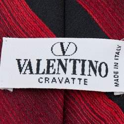 Pre Owned Valentino Red Striped Silk Tie