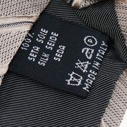 Pre Owned Valentino Cream Horizontal Striped Silk Tie