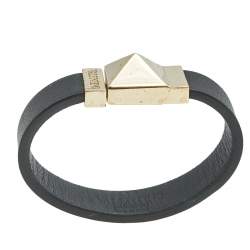 Valentino Black Leather Rockstud Clasp Bracelet