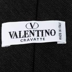 Pre Owned Valentino Charcoal Black Silk Wool Tie