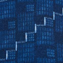 Pre Owned Valentino Navy Blue Printed Silk Tie