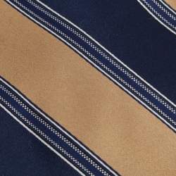 Pre Owned ربطة عنق فالنتينو حرير مخطط أزرق وذهبي فينتدج