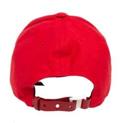 Pre Owned Valentino Red Cotton Canvas VLTN Baseball Cap 