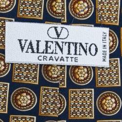 Pre Owned Valentino Cravatte Multicolor Printed Silk Tie