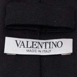 Pre Owned Valentino Black Silk Wool Skinny Tie
