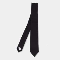 مملوكة مسبقًا Valentino Black Silk Wool Skinny Tie