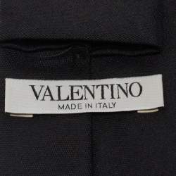 مملوكة مسبقًا Valentino Black Silk Wool Skinny Tie